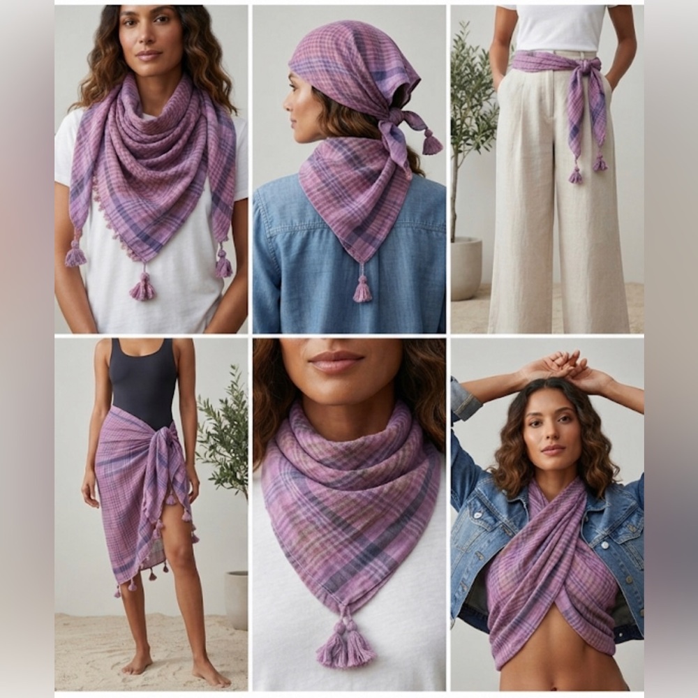 NWOT Vibrant Pink and Purple Checkered Wrap